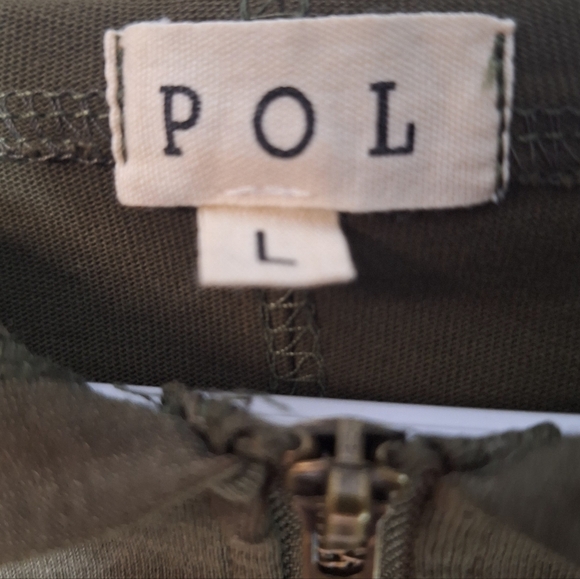 POL Colorblock Olive White Blue Striped 100% Cotton Zip Up Hoodie Boutique Boho - Picture 12 of 13